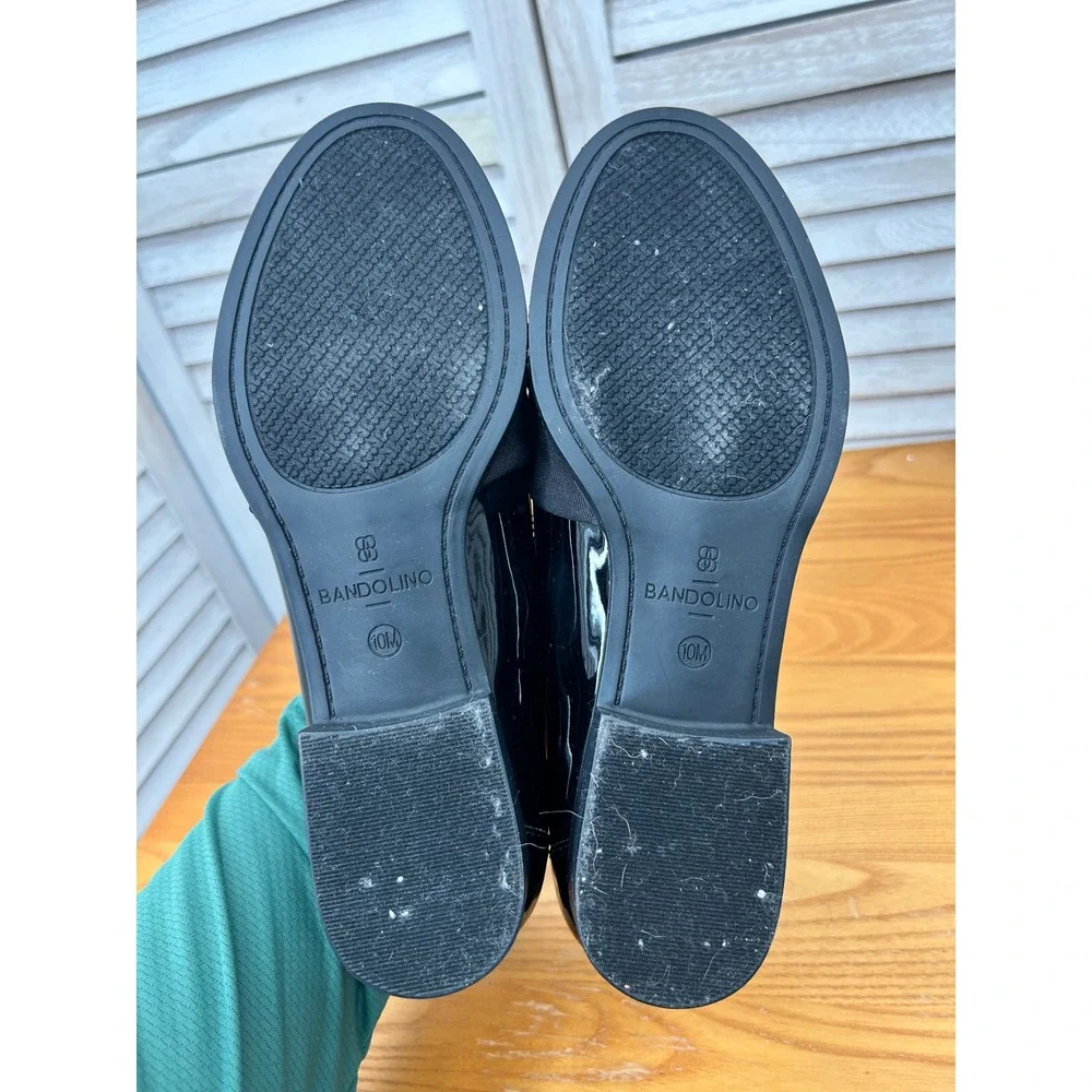 Bandolino Bow Loafers 10M Black Patent Career Work Flats Whimsygoth corporate